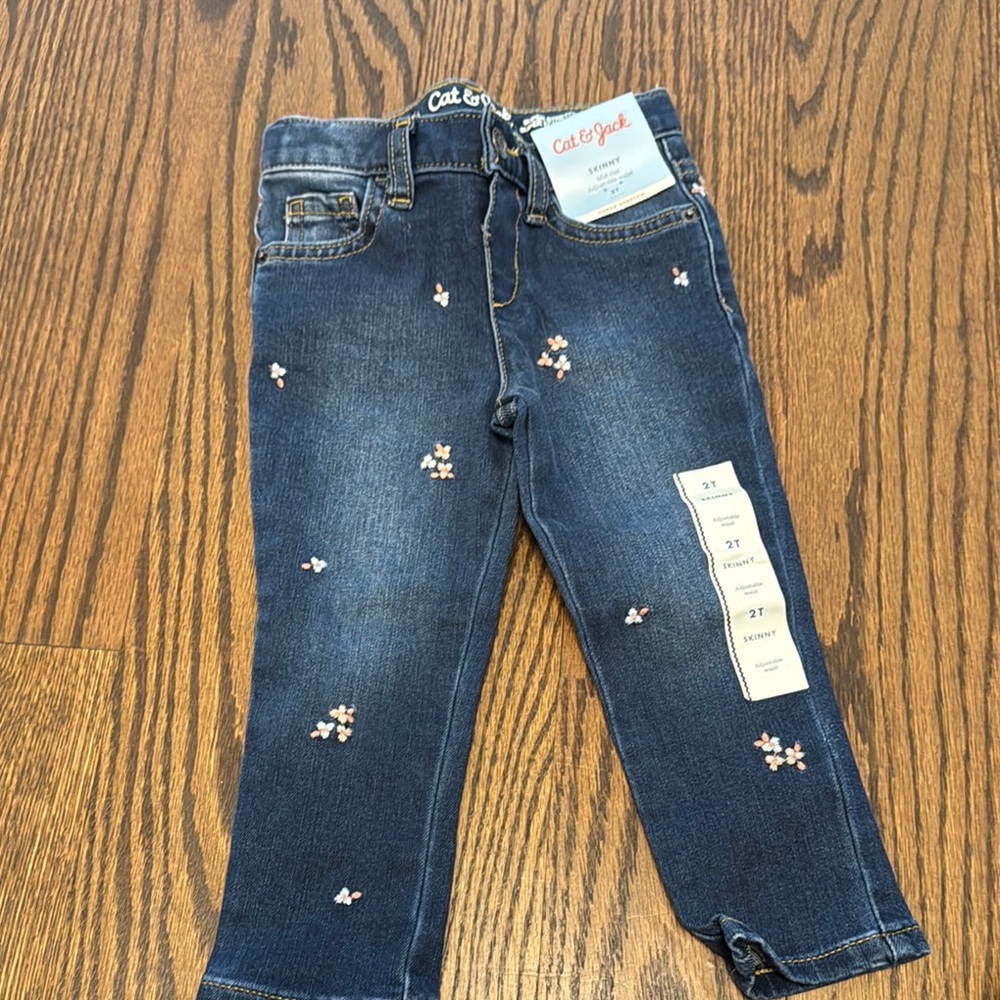 Cat & Jack Blue Playful Embroidered Jeans